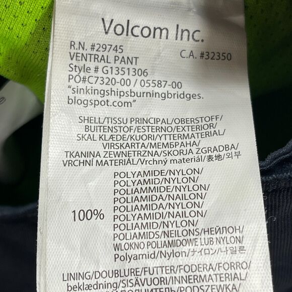 Volcom Ventral Snowboard Pants Womens S/P Black Polyamide Mesh Lined Mid-Rise - Picture 9 of 16